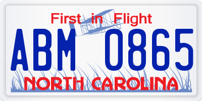 NC license plate ABM0865