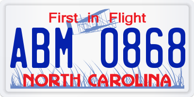 NC license plate ABM0868