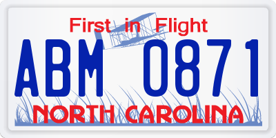 NC license plate ABM0871