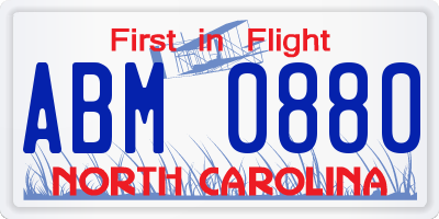 NC license plate ABM0880