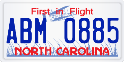 NC license plate ABM0885