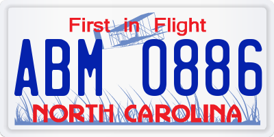 NC license plate ABM0886