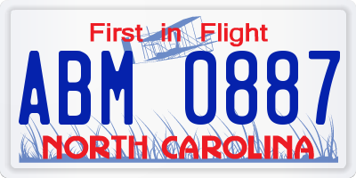 NC license plate ABM0887