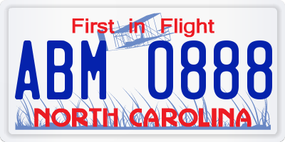 NC license plate ABM0888