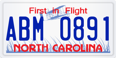 NC license plate ABM0891
