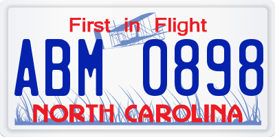 NC license plate ABM0898