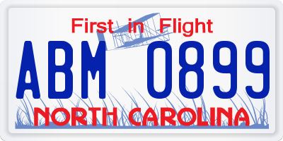 NC license plate ABM0899