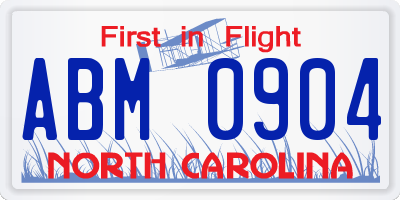 NC license plate ABM0904