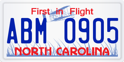NC license plate ABM0905