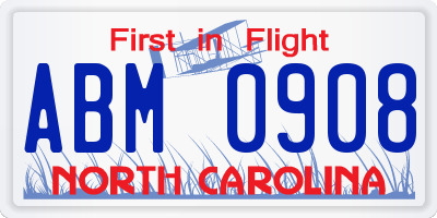 NC license plate ABM0908