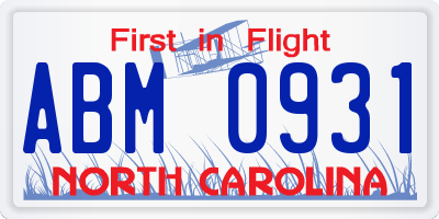 NC license plate ABM0931