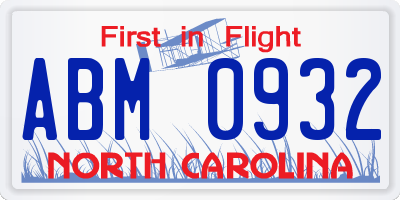 NC license plate ABM0932