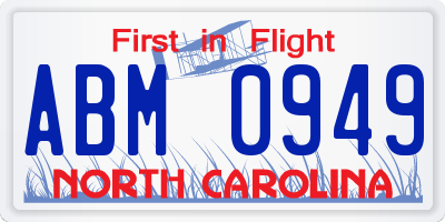 NC license plate ABM0949