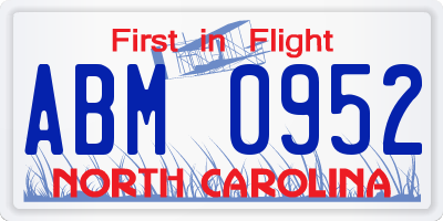 NC license plate ABM0952