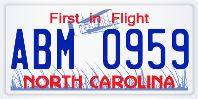 NC license plate ABM0959