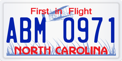 NC license plate ABM0971