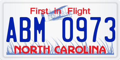 NC license plate ABM0973