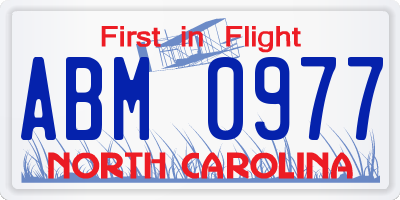 NC license plate ABM0977