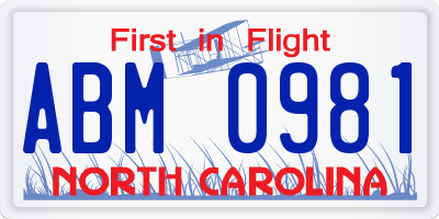 NC license plate ABM0981