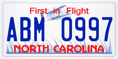 NC license plate ABM0997