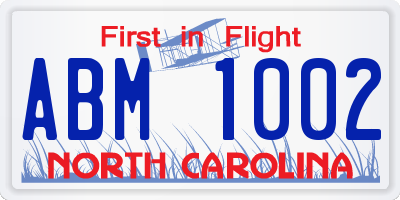 NC license plate ABM1002