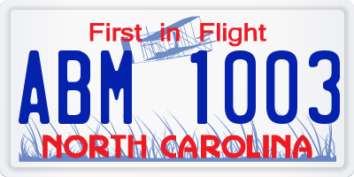 NC license plate ABM1003