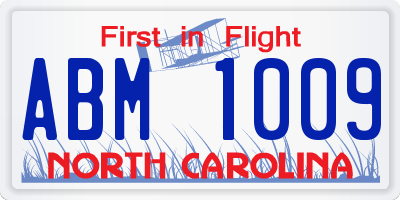 NC license plate ABM1009