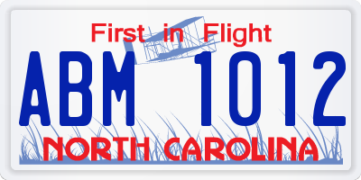 NC license plate ABM1012
