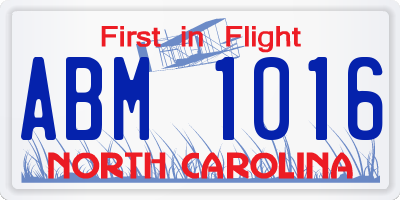 NC license plate ABM1016