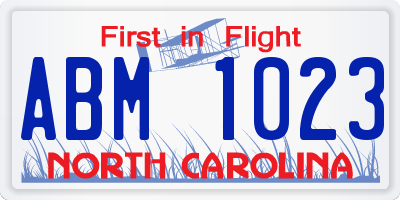 NC license plate ABM1023