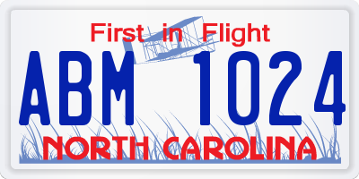 NC license plate ABM1024