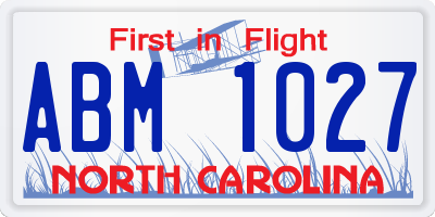 NC license plate ABM1027