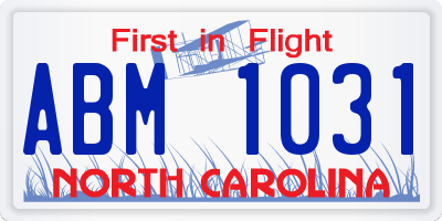 NC license plate ABM1031