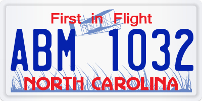 NC license plate ABM1032