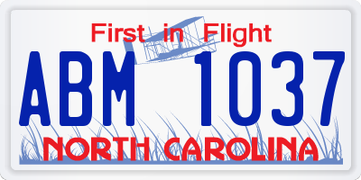 NC license plate ABM1037