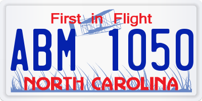 NC license plate ABM1050