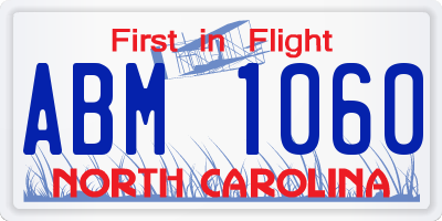 NC license plate ABM1060