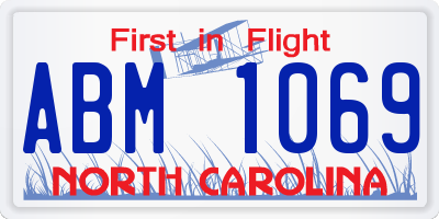 NC license plate ABM1069