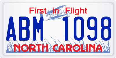 NC license plate ABM1098