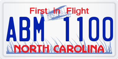 NC license plate ABM1100
