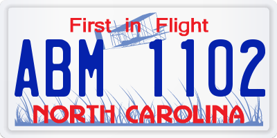 NC license plate ABM1102