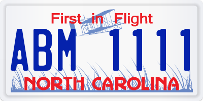NC license plate ABM1111