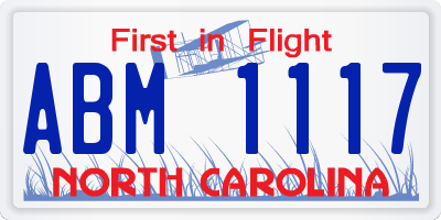 NC license plate ABM1117