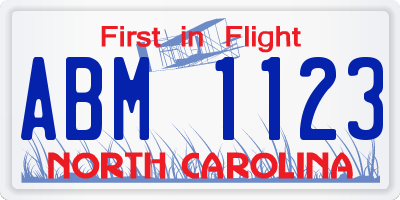 NC license plate ABM1123