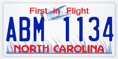 NC license plate ABM1134
