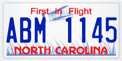 NC license plate ABM1145