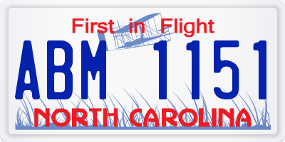 NC license plate ABM1151