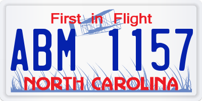 NC license plate ABM1157