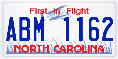 NC license plate ABM1162