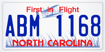 NC license plate ABM1168